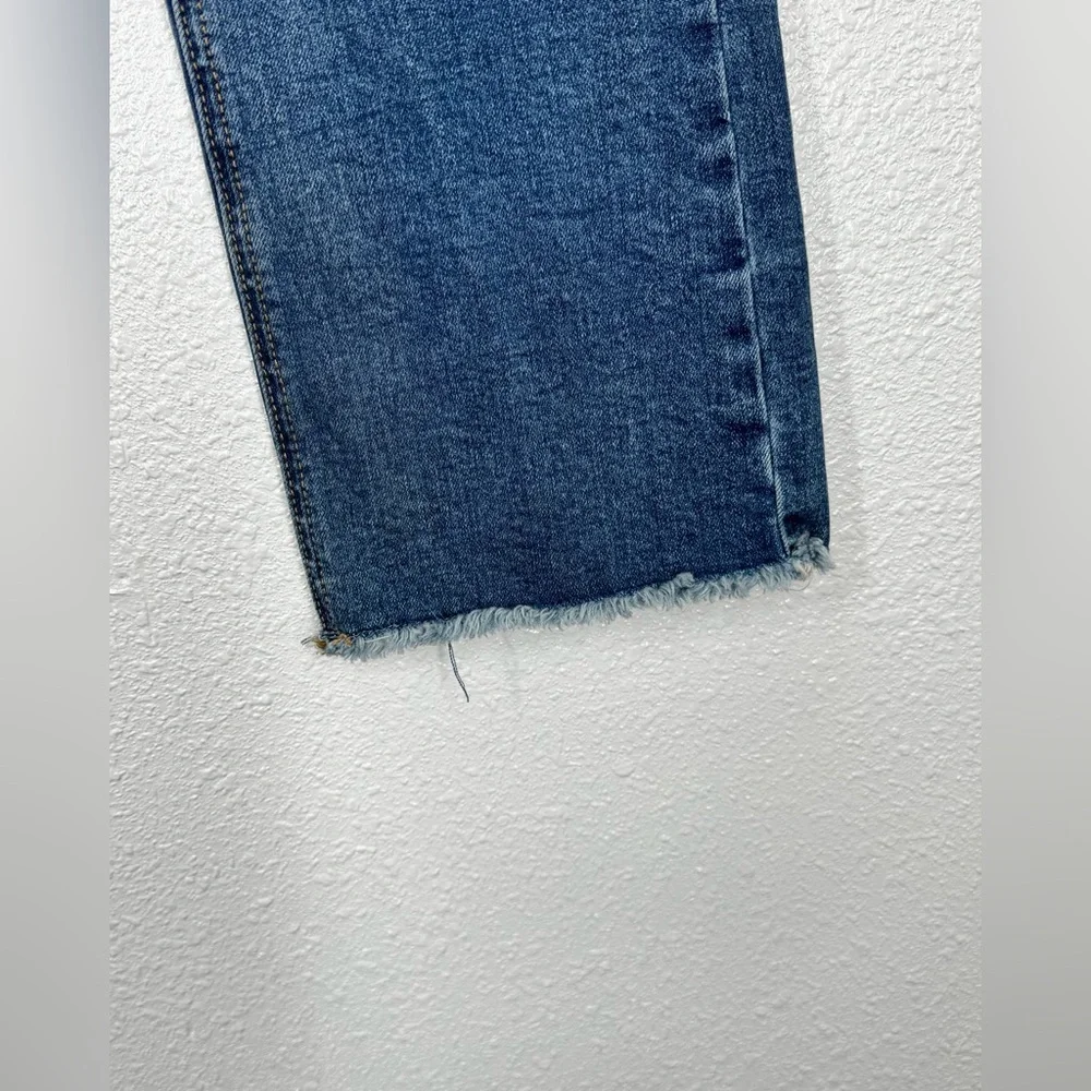 RISEN Medium Wash 26/3 Slight Distress Raw Hem Straight Leg RDP1085 Ankle - Picture 4 of 8